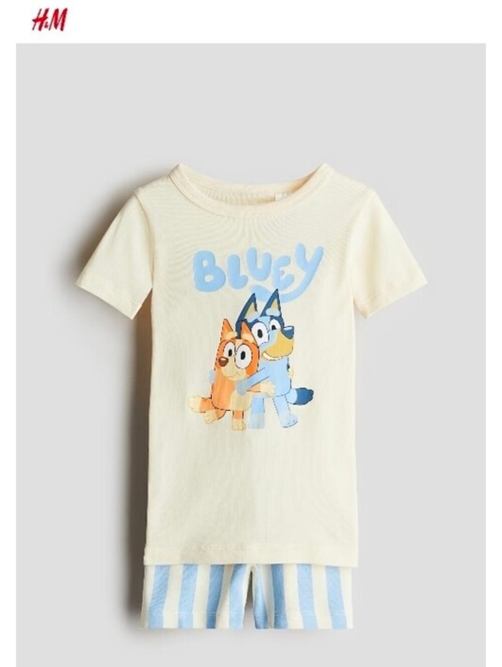H&M Unisex Bluey Kids Pajama Set Cream and Blue